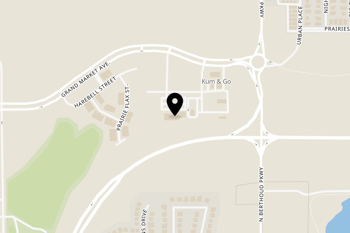 Map showing the location of The Taco Man on 1335 Grand Market Ave #130 in Berthoud